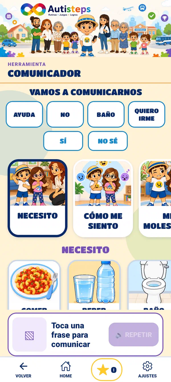 Captura de AutiSteps: Comunicarse