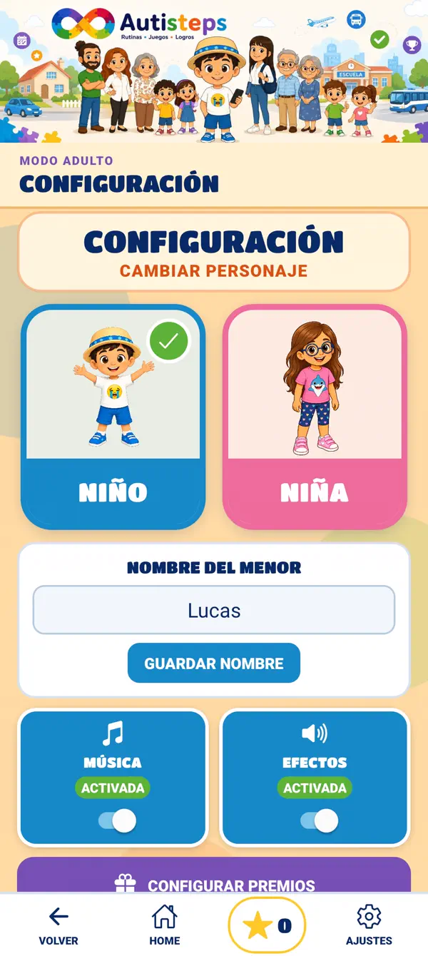 Captura de AutiSteps: Modo adulto