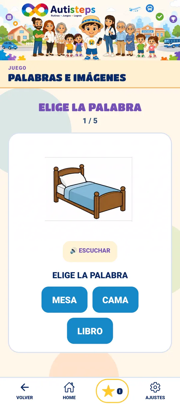 Captura de AutiSteps: Palabras e imágenes